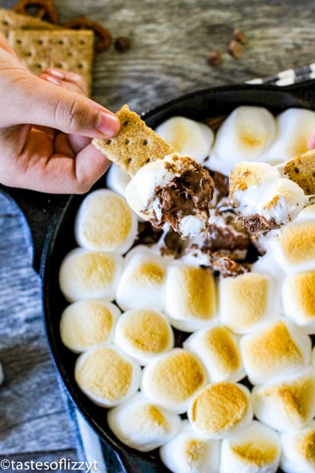 Smore's Dip with pretzels