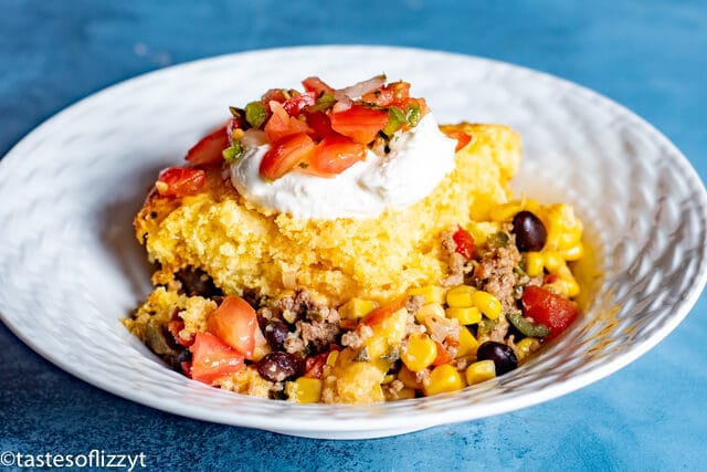 Easy Tamale Pie with cornbread topping