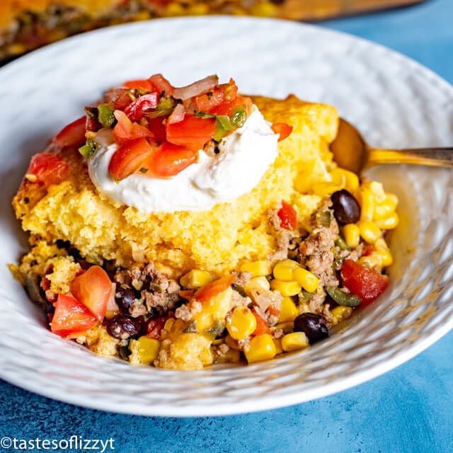 Easy Tamale Pie with sour cream
