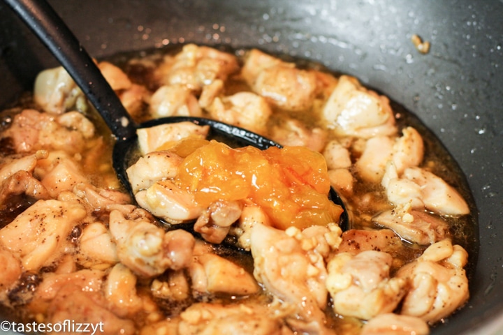 chicken teriyaki in a saucepan