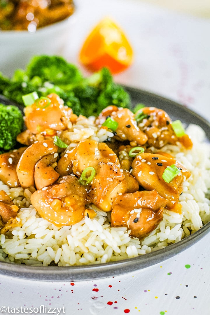 A plate of food with broccoli, with Chicken and Teriyaki