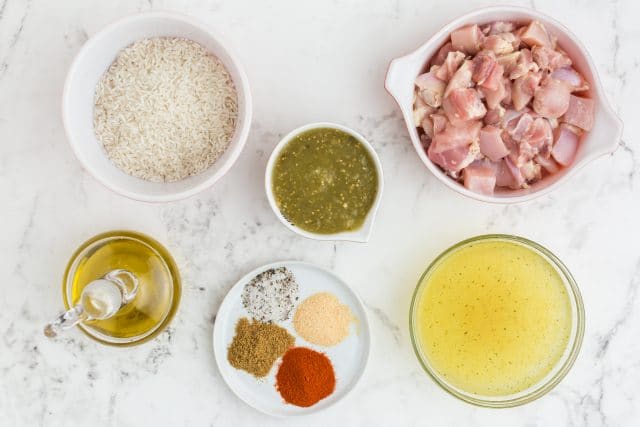 ingredients for salsa verde chicken and rice