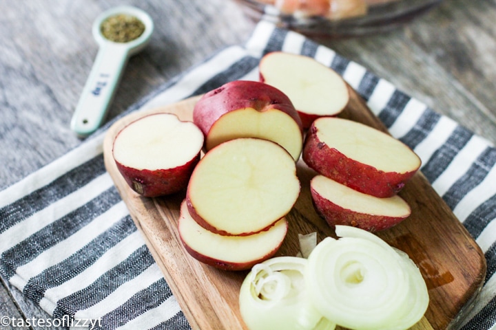 potatoes on a cutting board