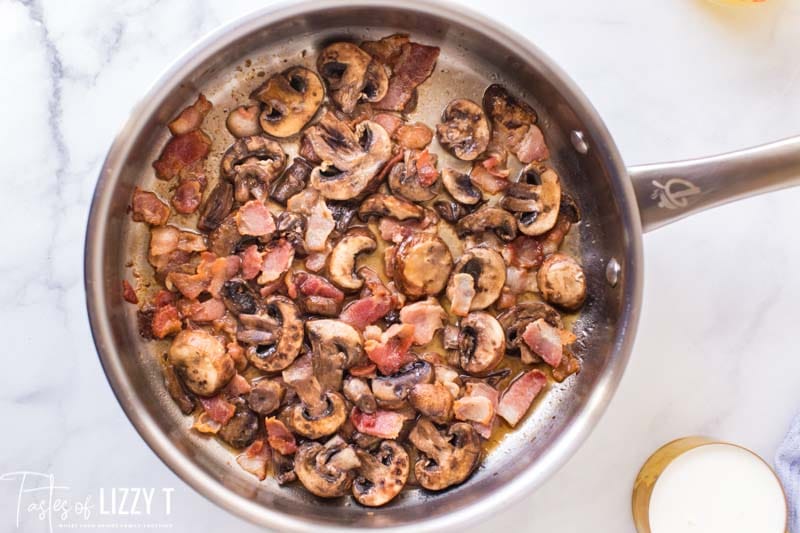 sauteing mushrooms in skillet