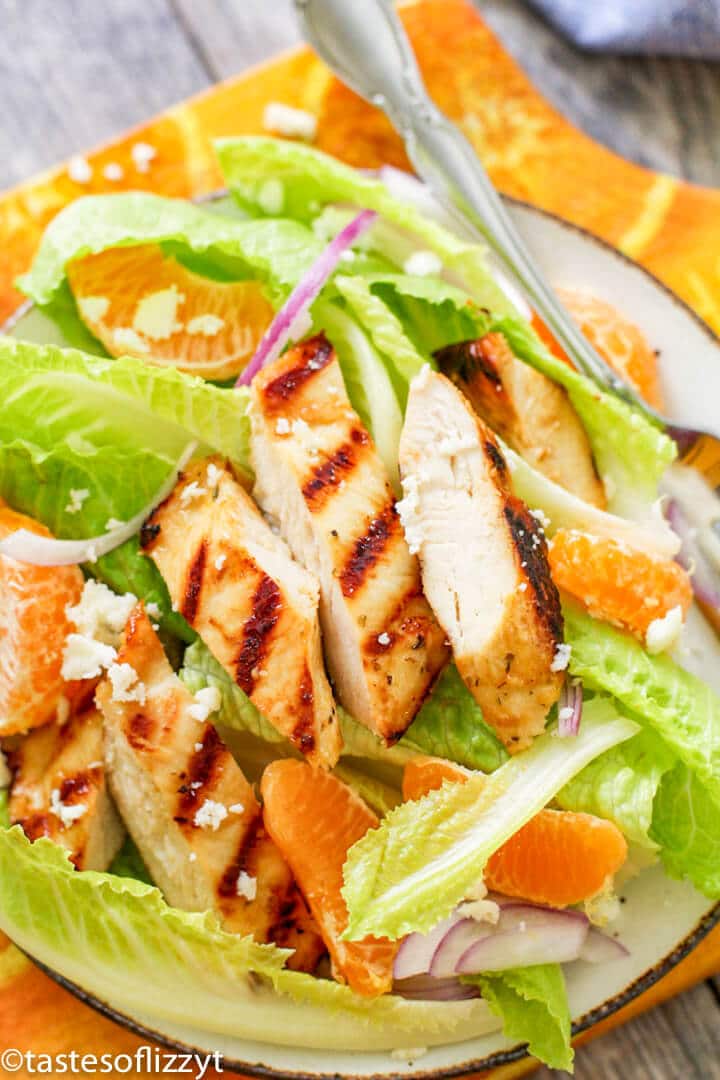 grilled chicken on a salad