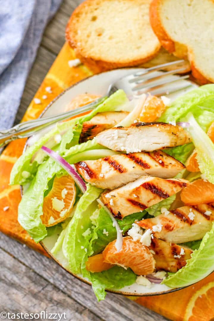 grilled chicken on a salad plate
