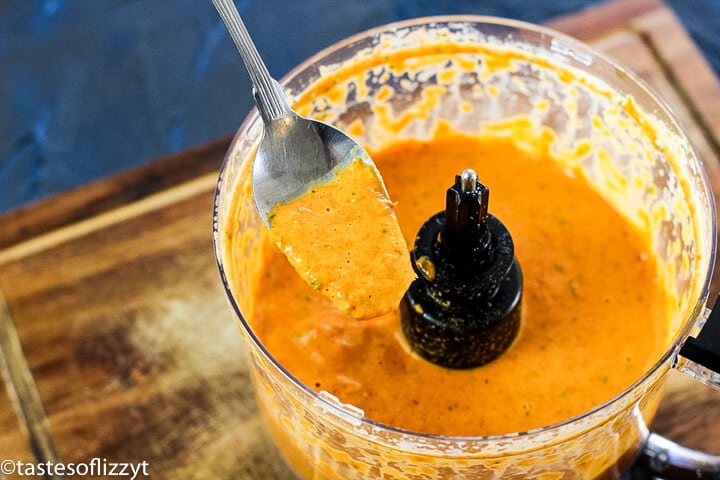 blended peppers in food processor
