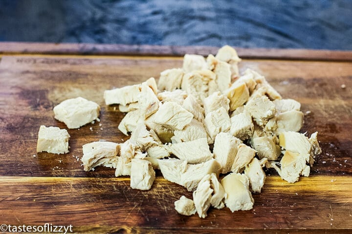 cut chicken on cutting board