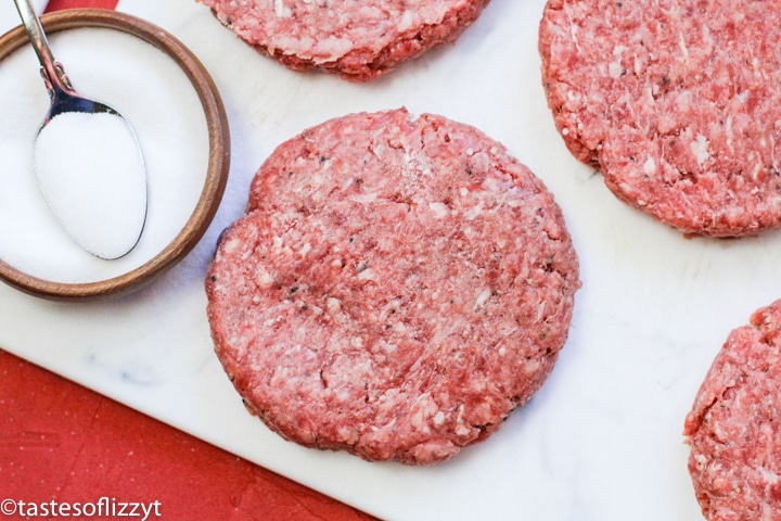 uncooked hamburger patties