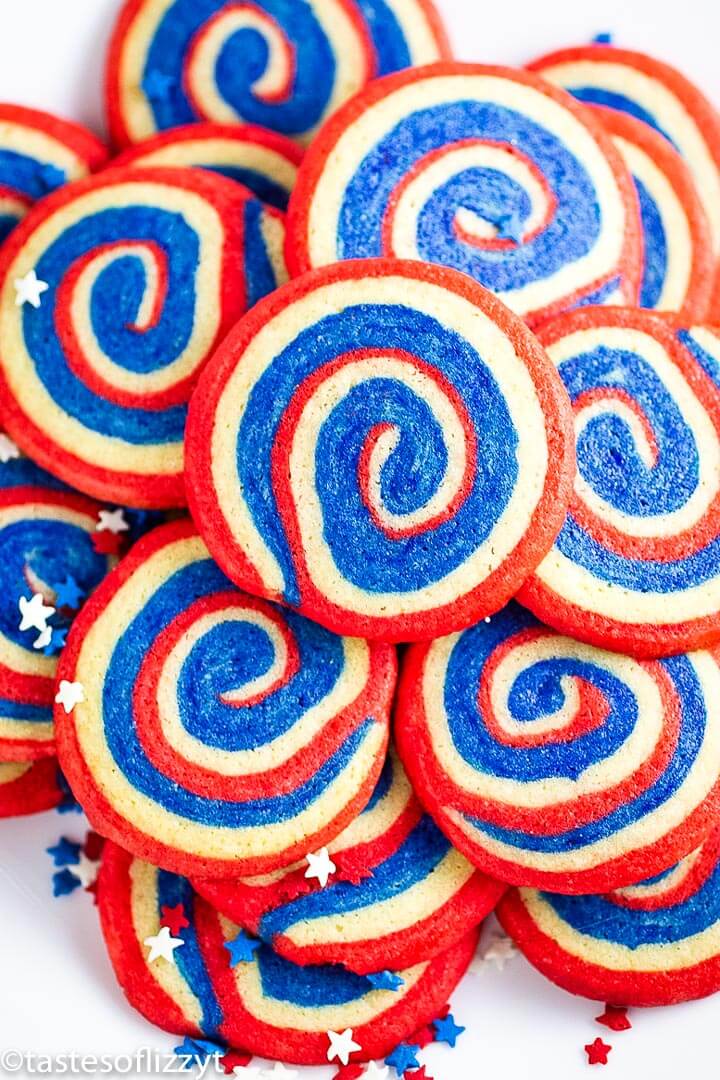 red white and blue pinwheel cookies