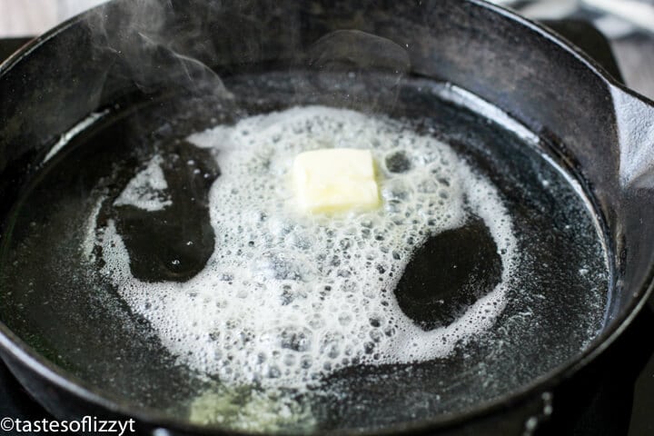 butter melting in a skillet