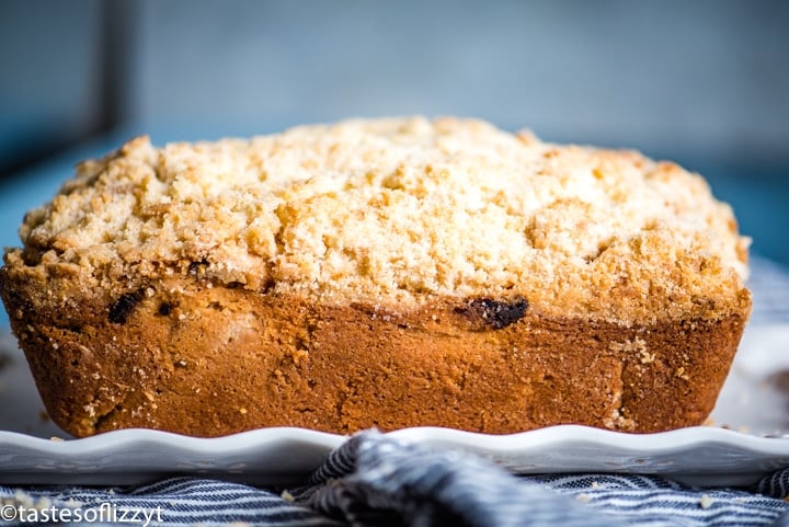 rhubarb bread loaf on plate