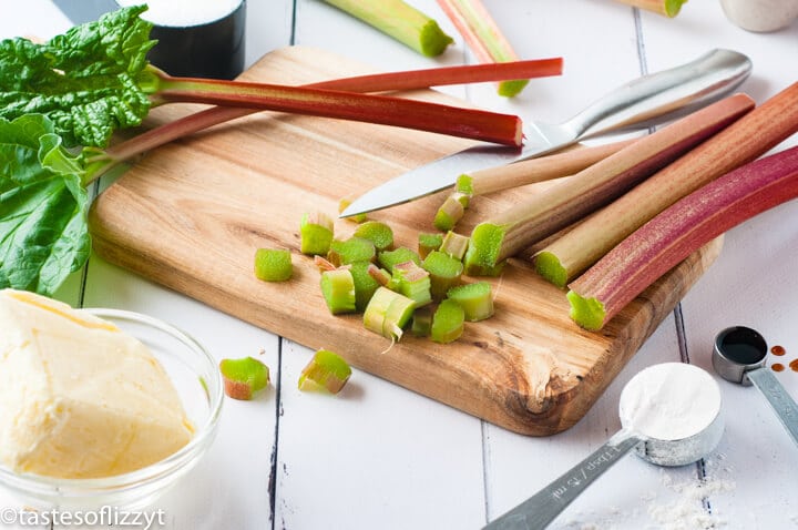 rhubarb on a cutting board