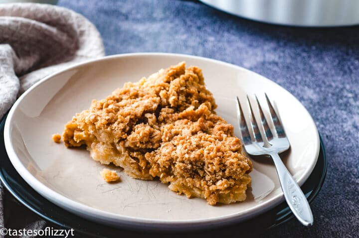 slice of rhubarb pie on a plate