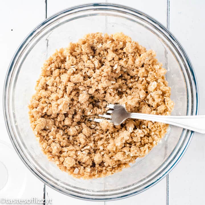 mixed streusel ingredients in a bowl