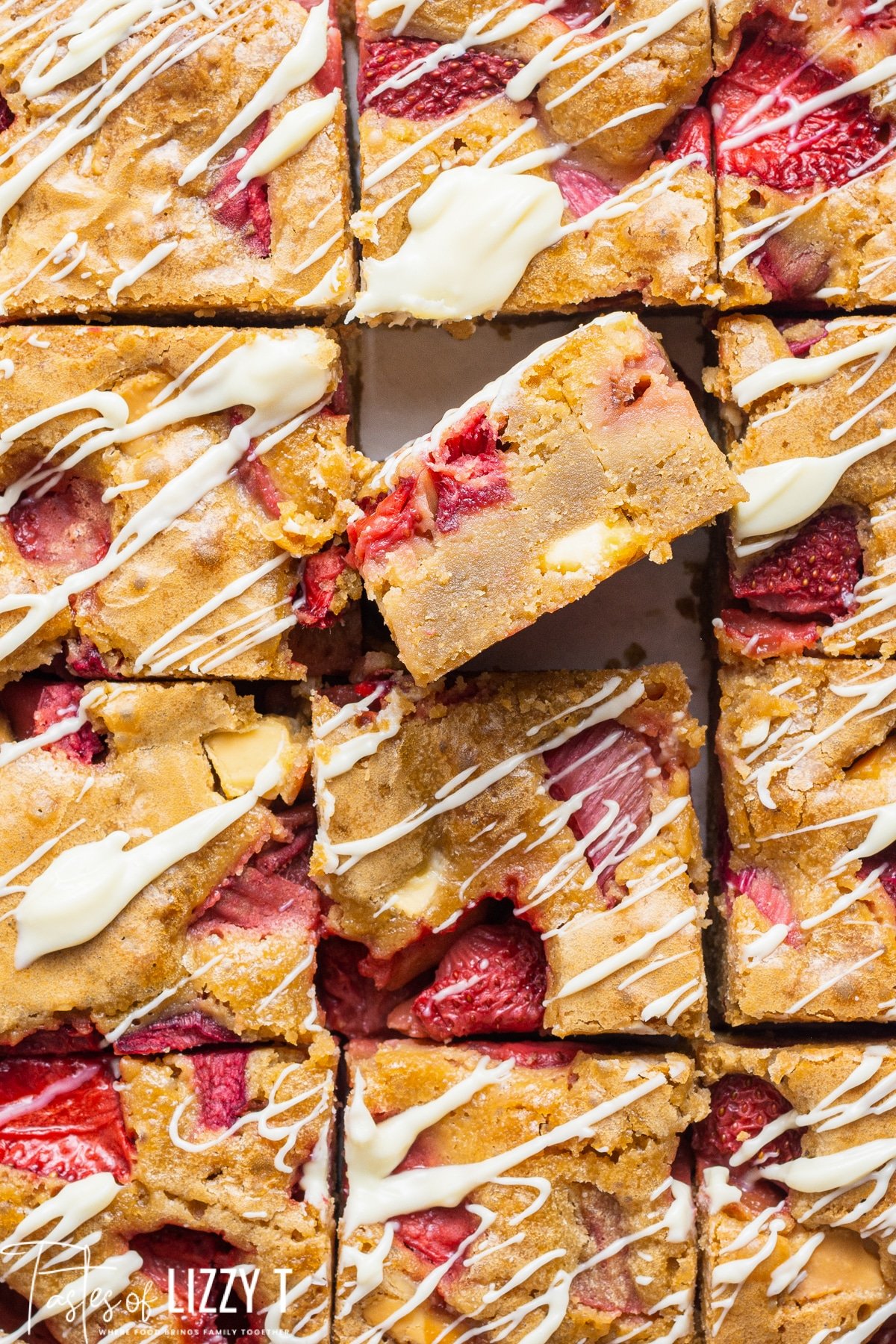 Strawberry Rhubarb Blondies