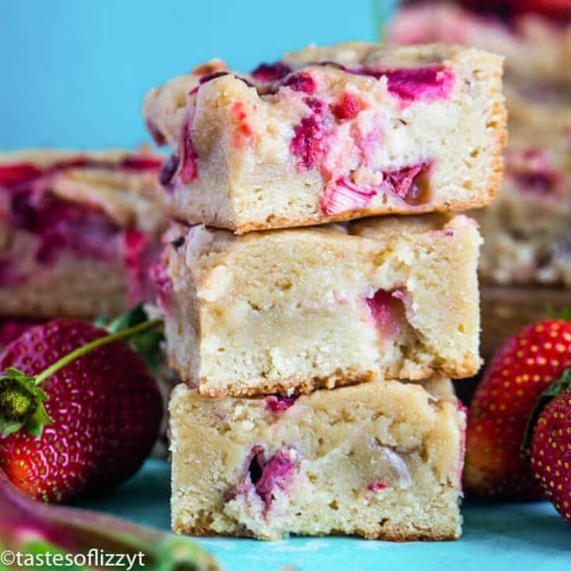 Strawberry Rhubarb Blondies square image