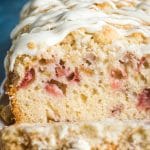 Strawberry Rhubarb Bread with glaze