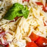 Tomato Orzo Pasta Salad with fresh basil