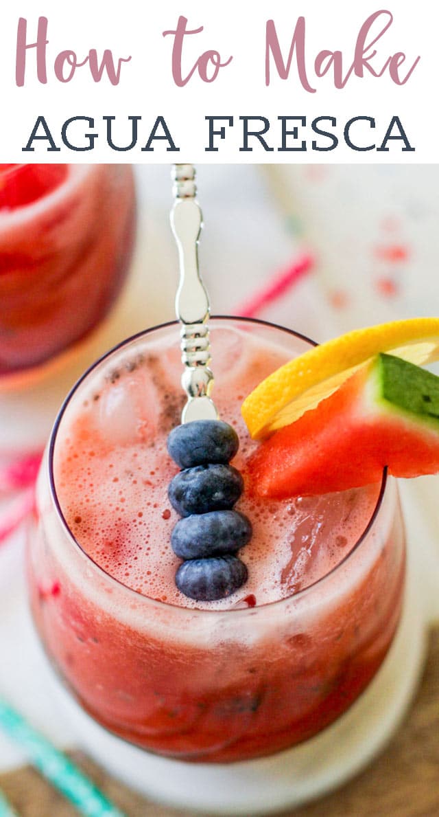 watermelon agua fresca in a glass with blueberries title image