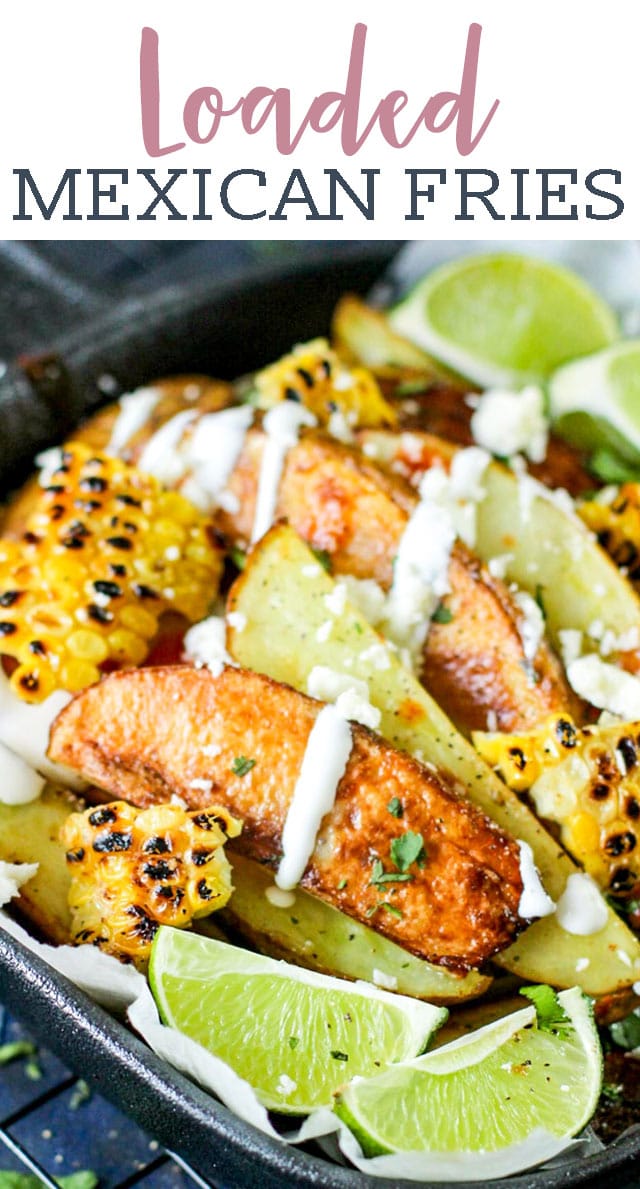 potato wedges with grilled corn in skillet