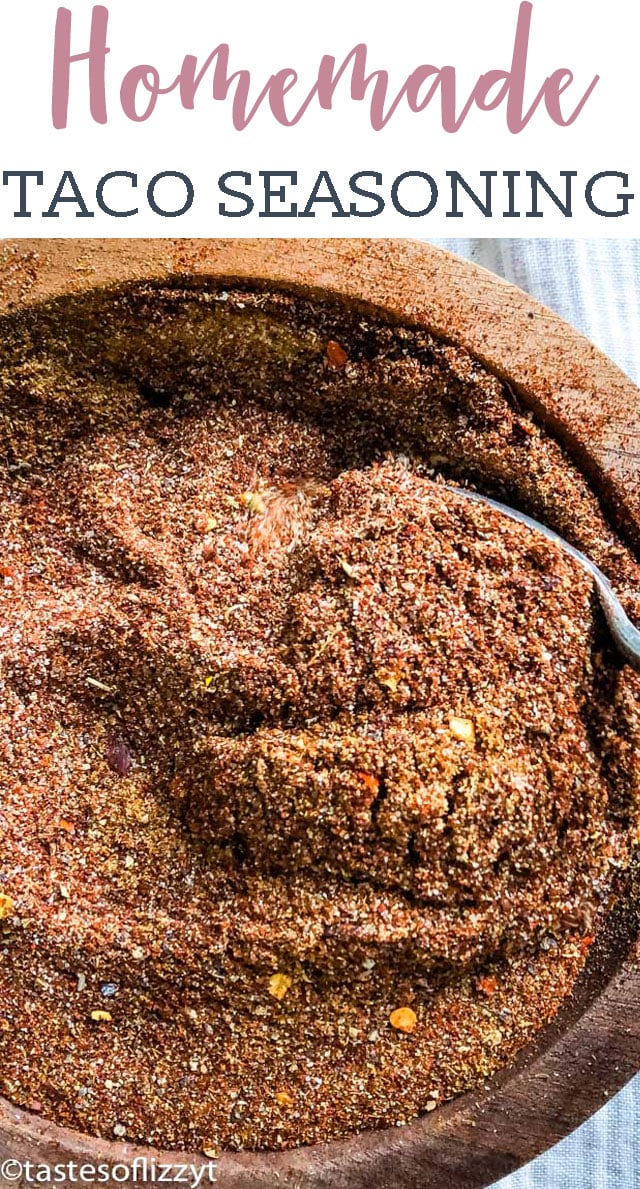 No sugar added! Make up a bulk mix of this healthy Homemade Taco Seasoning for an easy mexican dinner and great taco flavor.