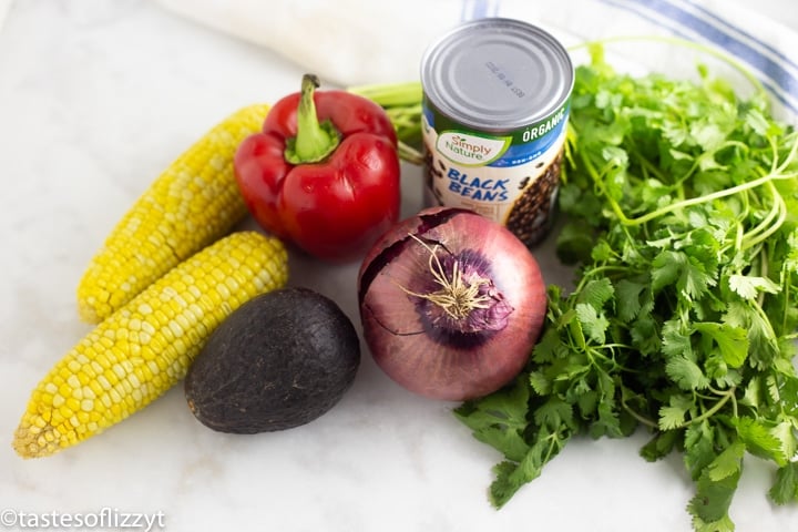 ingredients for corn bean salad