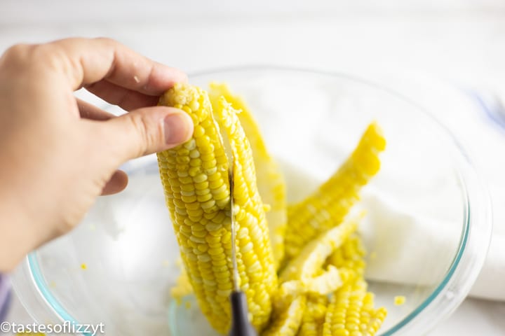 cutting corn off the ear
