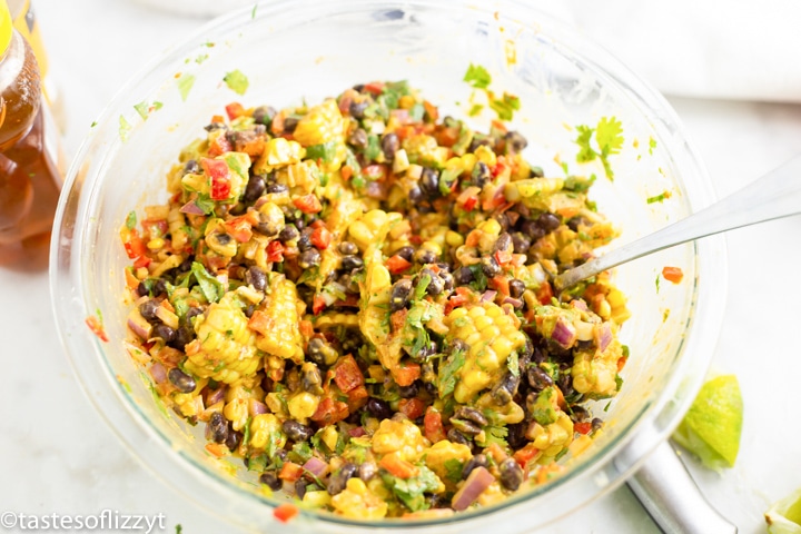 bowl of corn bean salad in a bowl