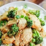 A plate of food with broccoli, with Chicken