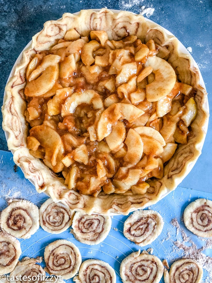 pie crust filled with cinnamon apples