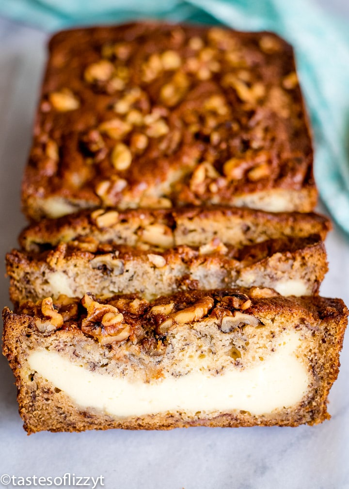 sliced cream cheese banana bread