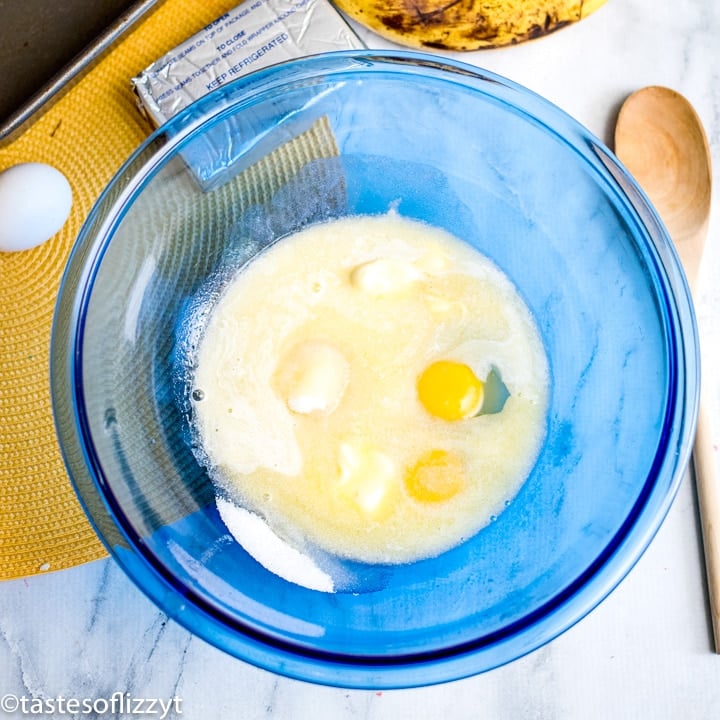 eggs in mixing bowl with whisk