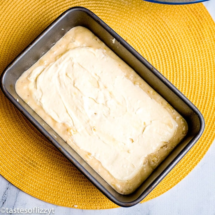 unbaked banana bread with cream cheese