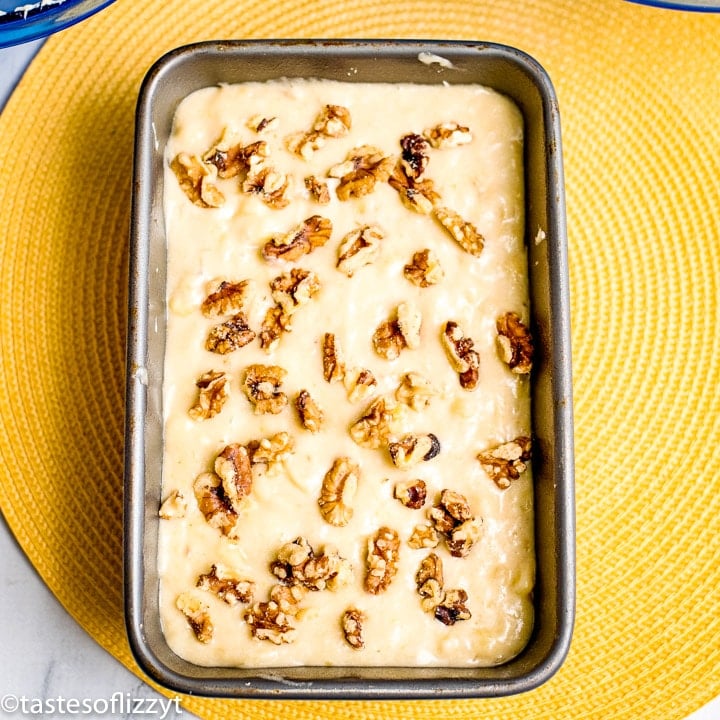 unbaked banana bread  with walnuts