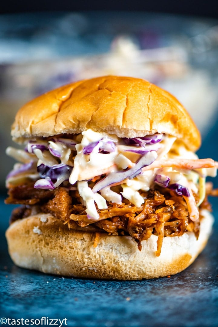 pulled pork sandwich with coleslaw