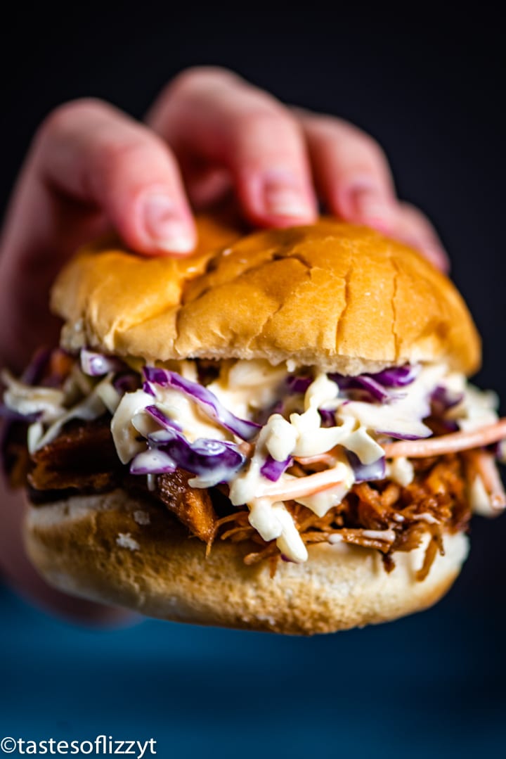 pulled pork sandwich with coleslaw