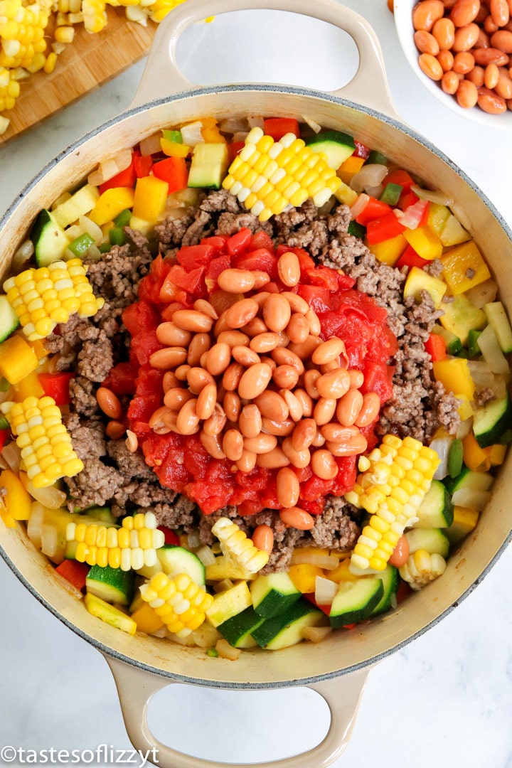 ingredients for soup in a pot