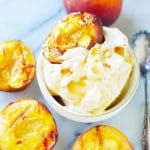 peach Nice cream with maple syrup