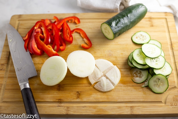 Food on a wooden cutting board