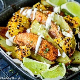 Loaded Mexican Potato Wedges with grilled corn