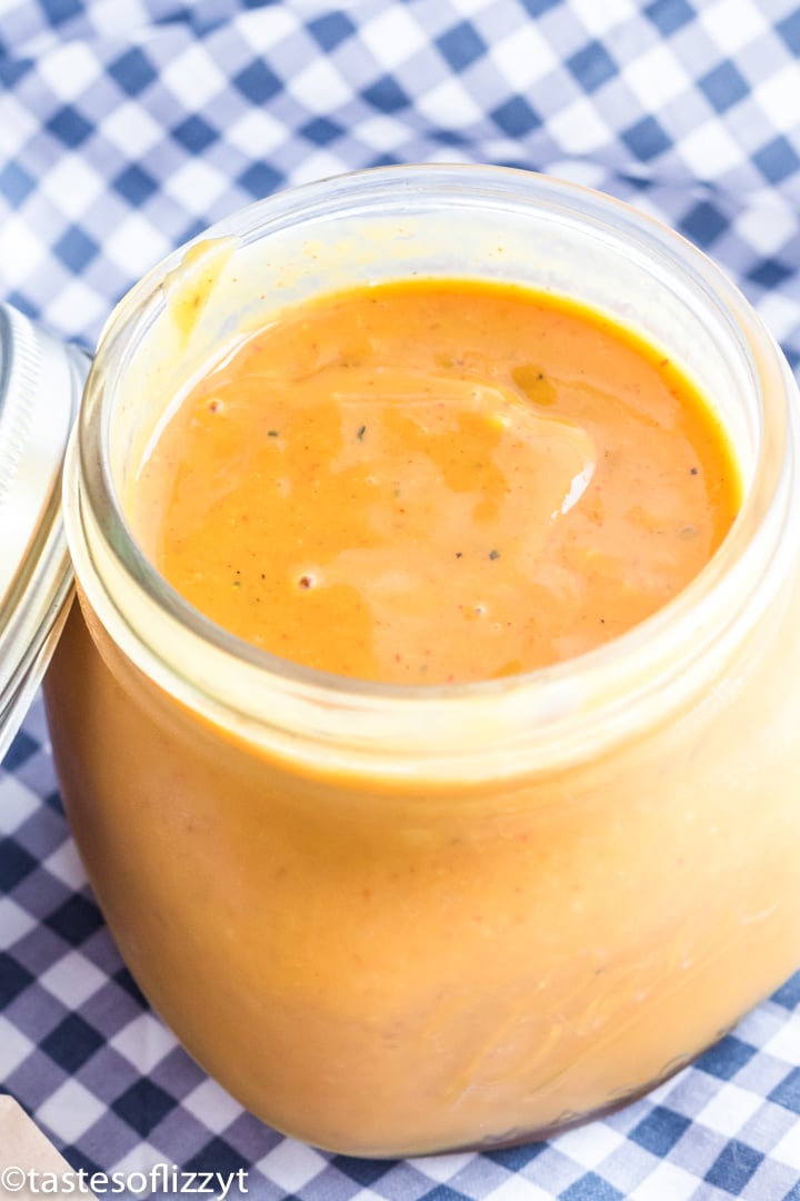mustard bbq sauce in a glass jar