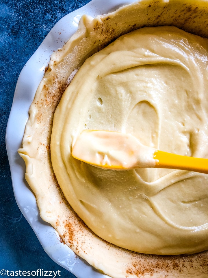 spreading batter in a pie shell