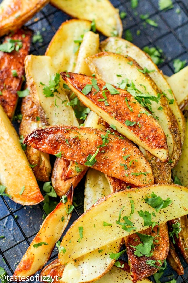 A close up of food, with Potato wedges