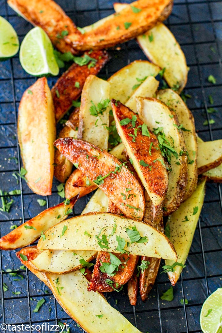 potato wedges on a wire rack