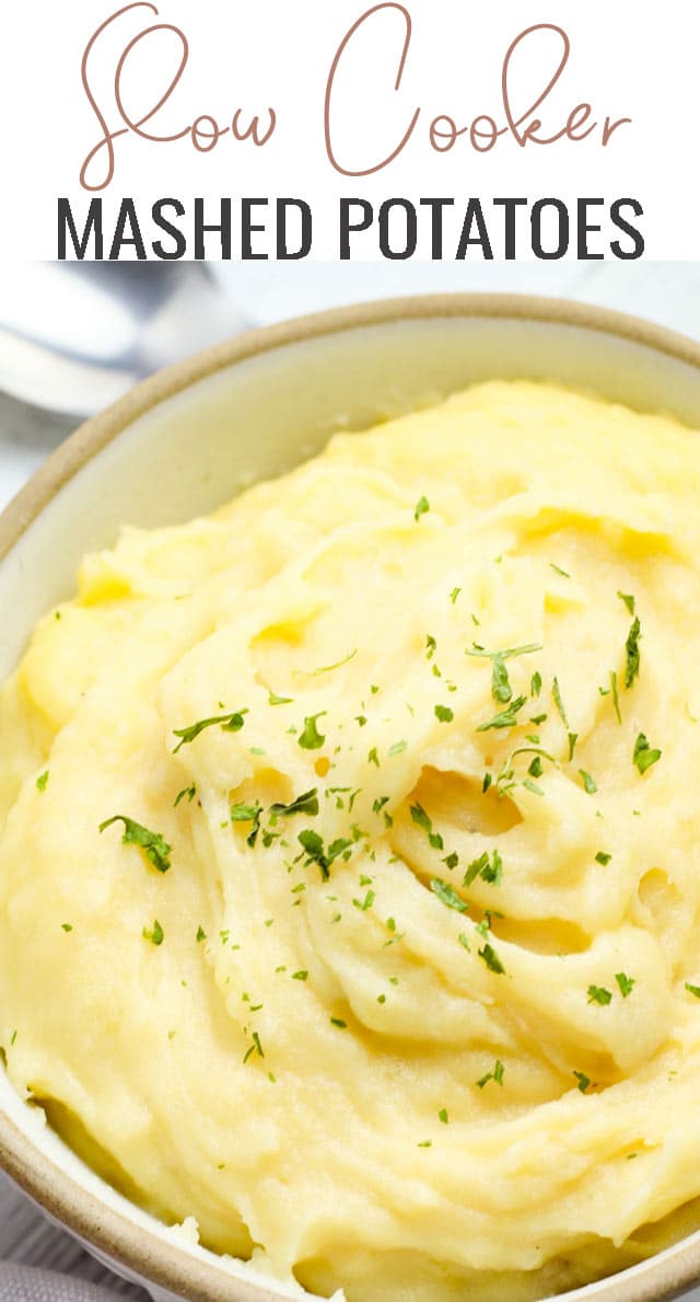 Slow Cooker Garlic Mashed Potatoes Recipe With Cheddar Cheese