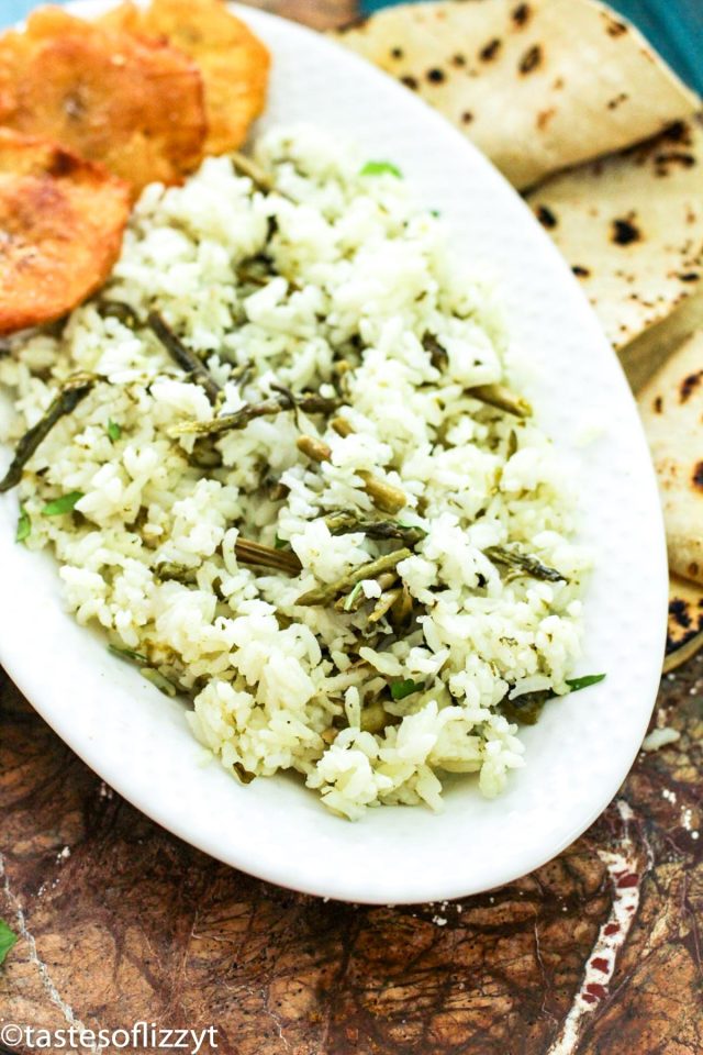 cilantro asparagus rice in bowl