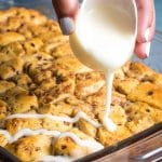 powdered sugar glaze poured on casserole