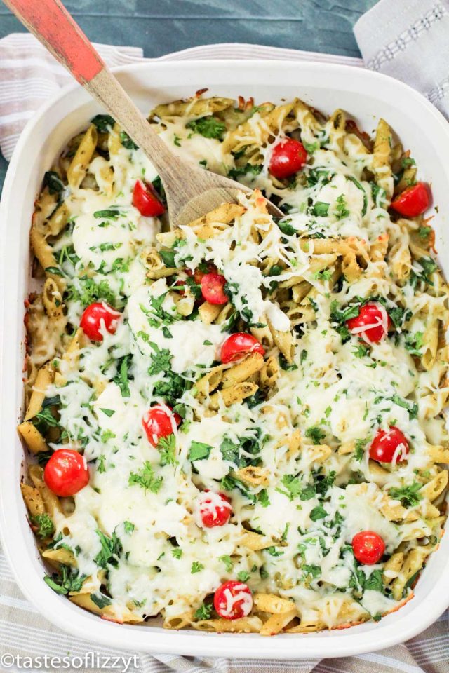 baked pesto pasta casserole