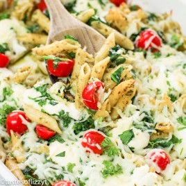 Pesto Pasta Bake with mozzarella